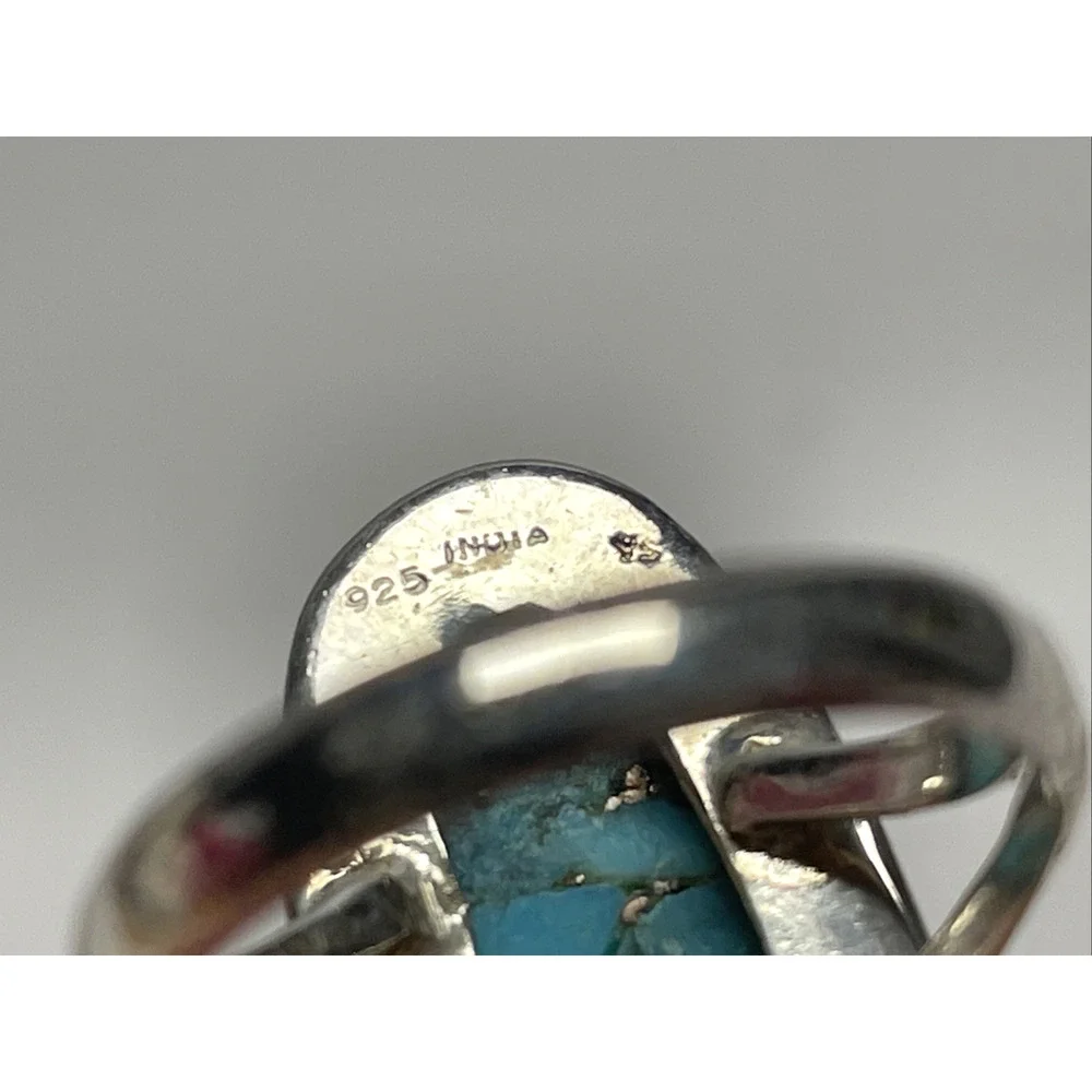 YS India 925 Sterling Silver Blue Turquoise Ring Size 7.5 6g